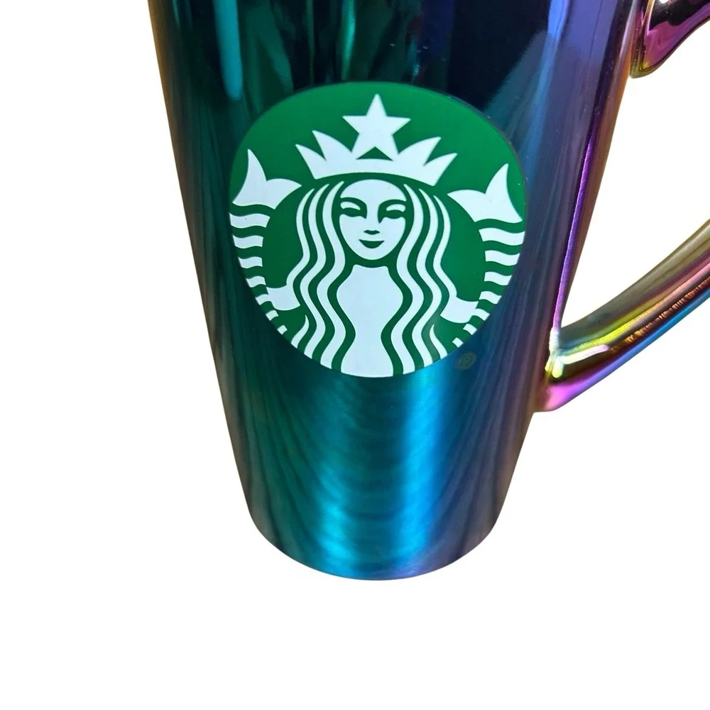 Starbucks Coffee Mug 16oz Rainbow Holographic Iridescent Oil Slick 2022 Holiday